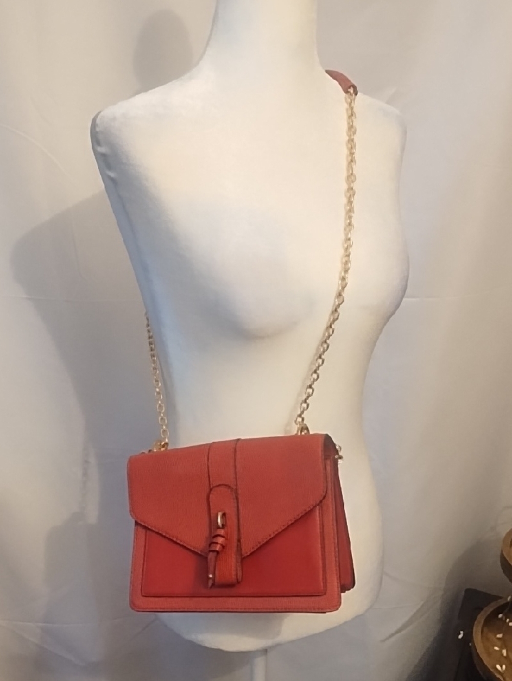Aldo burnt red Crossbody Bag with Gold Chain